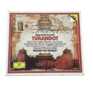 Puccini Turandot 1982 2 CDs & Libretto Karajan Domingo Ricciarelli West Germany